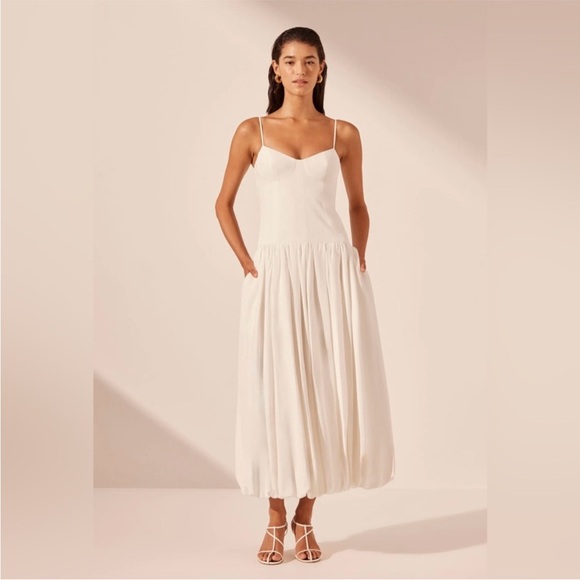 Shona Joy Vento Bustier Bubble Midi Dress Size 2 Ivory - Picture 2 of 3